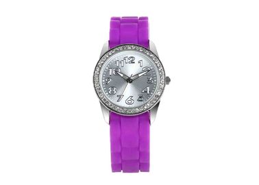 방수 다이아몬드 숙녀를 젤리 모양이 되십시오 Silicone Wristband Watches, Hermosa 분홍색 결박