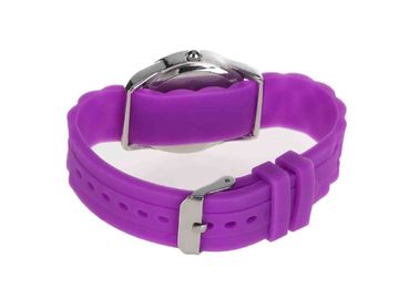 방수 다이아몬드 숙녀를 젤리 모양이 되십시오 Silicone Wristband Watches, Hermosa 분홍색 결박