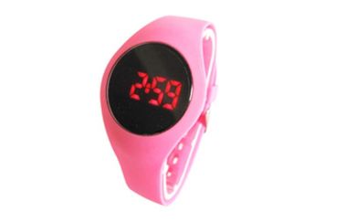 소녀 PU 버클을 가진 분홍색 니스 LED 디지털 방식으로 손목 시계 크로노그래프